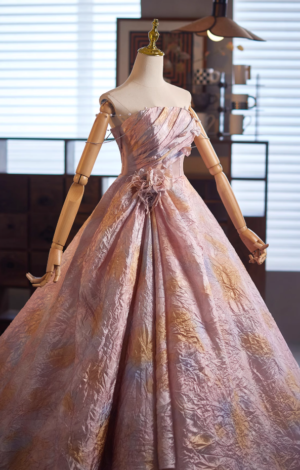 Modern Off-Shoulder A-Line Sweet 16th Dresses Petals Handmade Flowers Beading Prom Dress AP4993