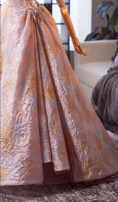 Modern Off-Shoulder A-Line Sweet 16th Dresses Petals Handmade Flowers Beading Prom Dress AP4993