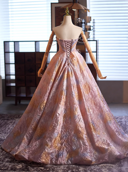 Modern Off-Shoulder A-Line Sweet 16th Dresses Petals Handmade Flowers Beading Prom Dress AP4993