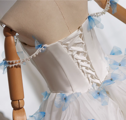 Exquisite Off-Shoulder A-Line Ruffles Tulle Sweet 16th Dresses Butterflies Sequins Beads Prom Dress AP5023