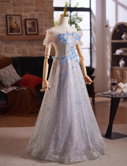 Luxury Off-Shoulder A-Line Sweet 16th Dresses Appliques Sequins Beaded Tulle Prom Dress AP5029