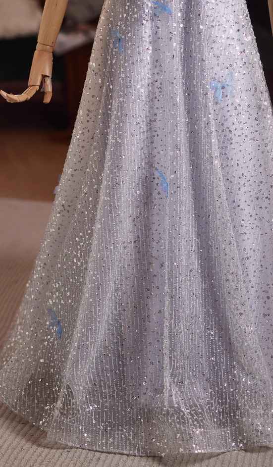 Luxury Off-Shoulder A-Line Sweet 16th Dresses Appliques Sequins Beaded Tulle Prom Dress AP5029
