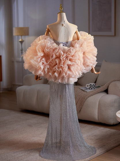 Classical Sheath Illusion Neck Draped Sweet 16th Dresses Beading Rhinestones Prom Dress AP5032