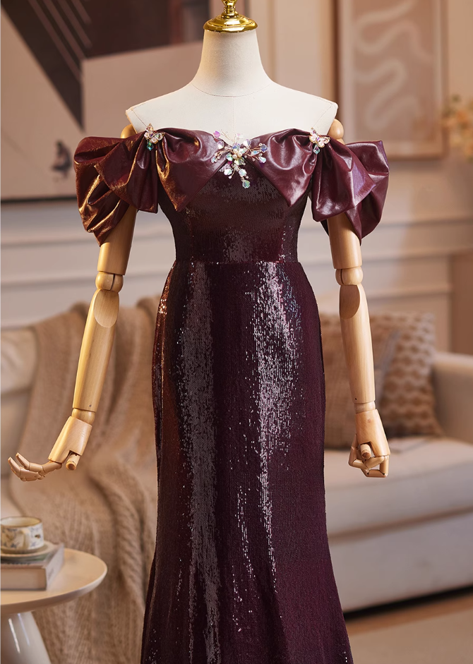 Sweet Sheath Off-Shoulder Lace-Up Sweet 16th Dresses Sequins Beading Prom Dress AP5034