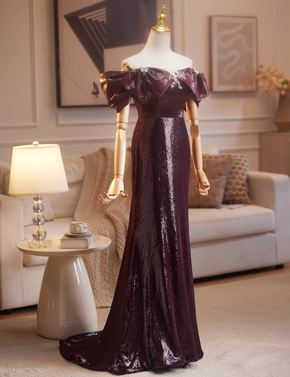 Sweet Sheath Off-Shoulder Lace-Up Sweet 16th Dresses Sequins Beading Prom Dress AP5034