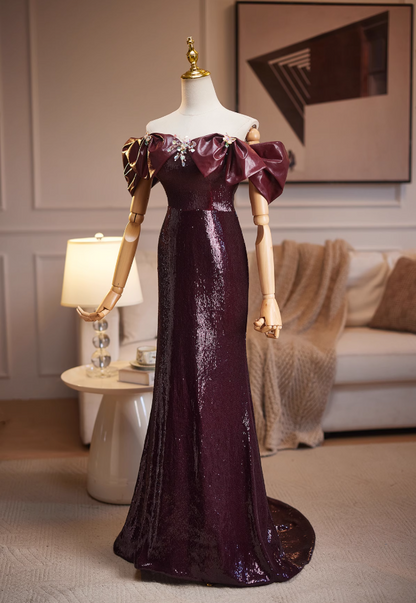Sweet Sheath Off-Shoulder Lace-Up Sweet 16th Dresses Sequins Beading Prom Dress AP5034