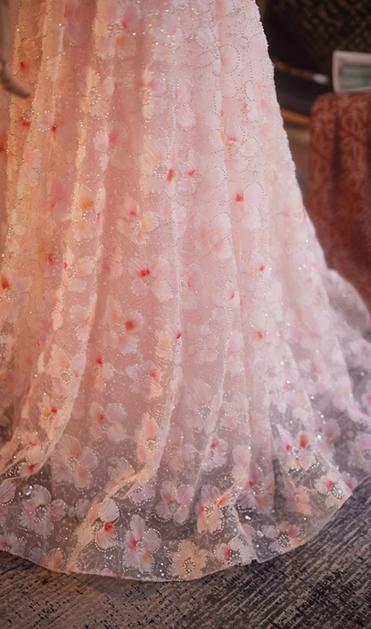 Pretty Off-Shoulder Floral A-Line Sweet 16th Dresses Beading Sequins Prom Dress AP5067