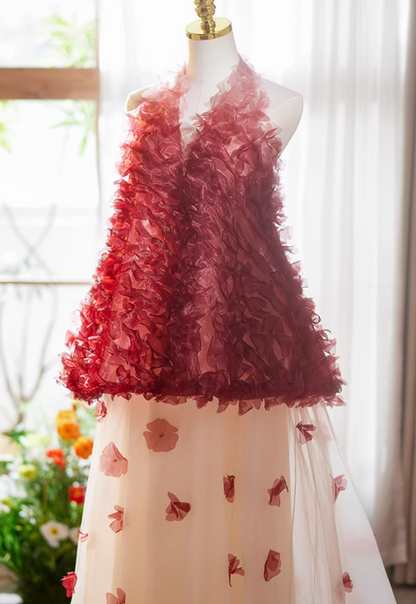 Hot Girls Halter Neck A-Line Backless Sweet 16 Gowns Layered Tulle Appliques Beads Prom Dress AP5069