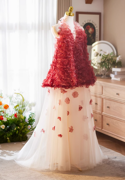 Hot Girls Halter Neck A-Line Backless Sweet 16 Gowns Layered Tulle Appliques Beads Prom Dress AP5069