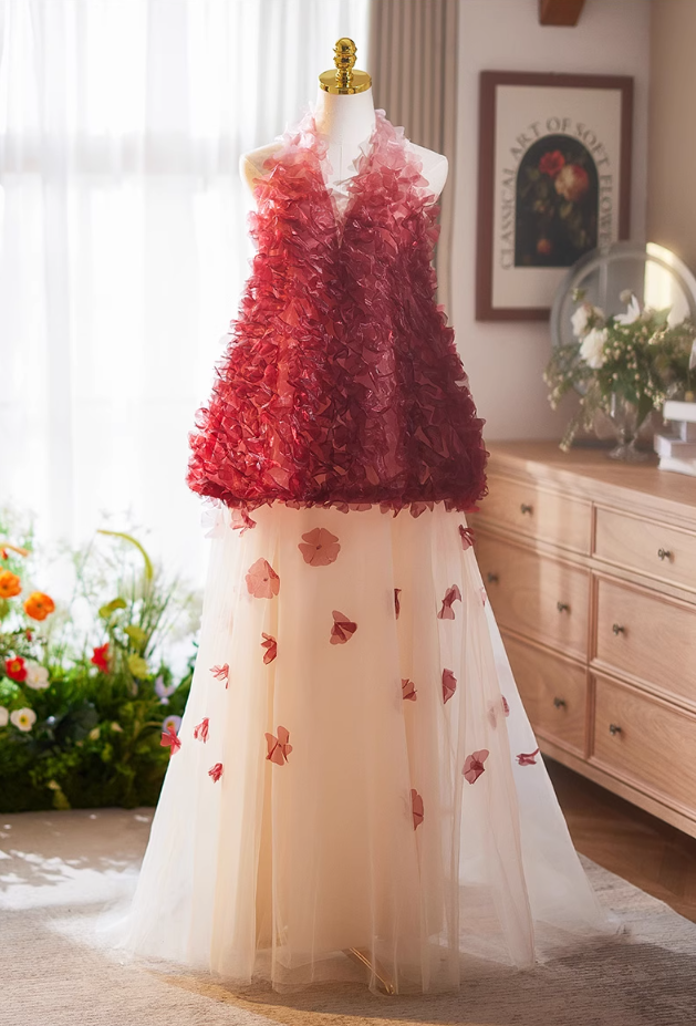 Hot Girls Halter Neck A-Line Backless Sweet 16 Gowns Layered Tulle Appliques Beads Prom Dress AP5069