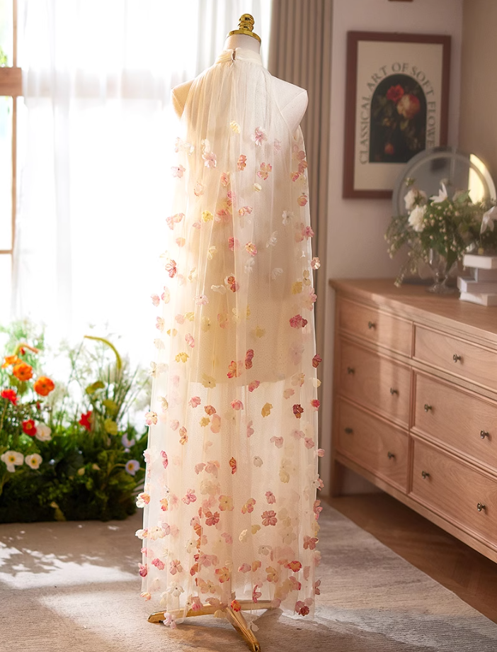 Gen Z Style Jewel Neck A-Line Tulle Sweet 16th Evening Dresses Appliques Beaded Prom Dress AP5070