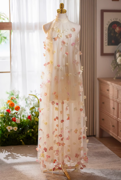Gen Z Style Jewel Neck A-Line Tulle Sweet 16th Evening Dresses Appliques Beaded Prom Dress AP5070