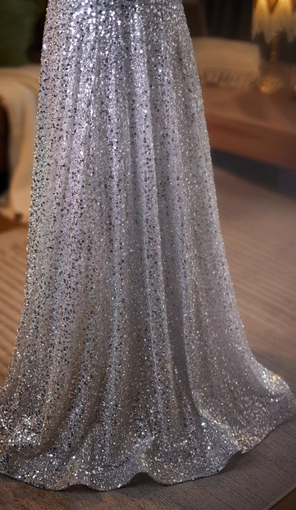 Enchanting Jewel Neck A-Line Short Sleeve Sweet 16th Gowns Sequins Beading Appliques Prom Dress AP5077