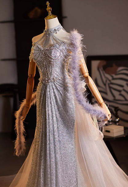 Alluring Strapless Evening Mermaid Dress Sequins Beading Prom Dress AP5114