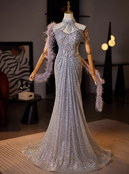 Alluring Strapless Evening Mermaid Dress Sequins Beading Prom Dress AP5114