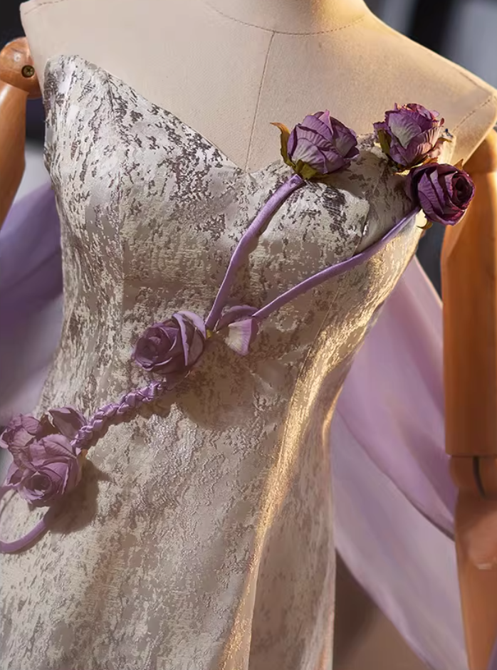 Novelty Sheath Strapless Ruffles Tulle Sweet 16th Dresses 3D Floral Jacquard Prom Dress AP5120