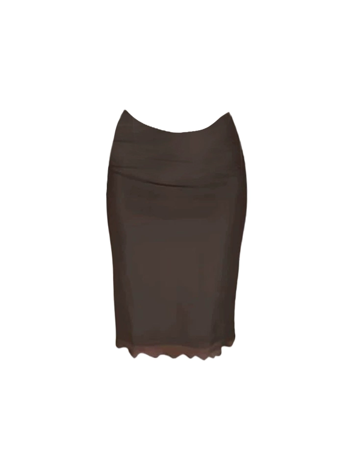 French Style 2-Piece Dark Brown High-Waisted Scalloped Pencil Midi Dress Sleek Beige Polka Dot Spaghetti Strap Corset Top Sheath Long Dress AP5124