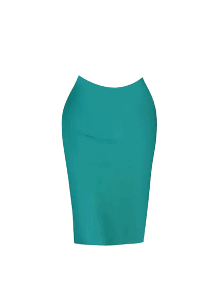 Attractive Mint Green V-Neck 2-Piece Midi Dress Elegant Sleeveless Knit Top Teal Bodycon Long Dress AP5136