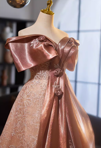Princess Off-Shoulder 3D Floral A-Line Sweet 16th Dresses Appliques Sequins Prom Dress AP5141