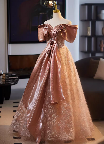 Princess Off-Shoulder 3D Floral A-Line Sweet 16th Dresses Appliques Sequins Prom Dress AP5141