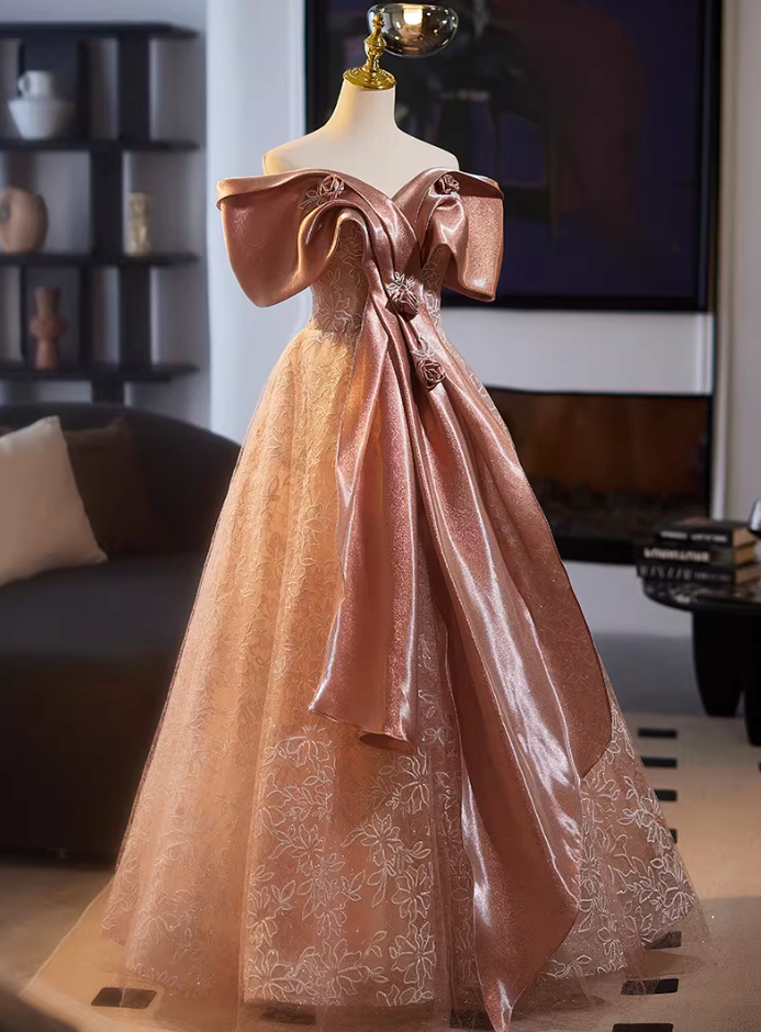 Princess Off-Shoulder 3D Floral A-Line Sweet 16th Dresses Appliques Sequins Prom Dress AP5141