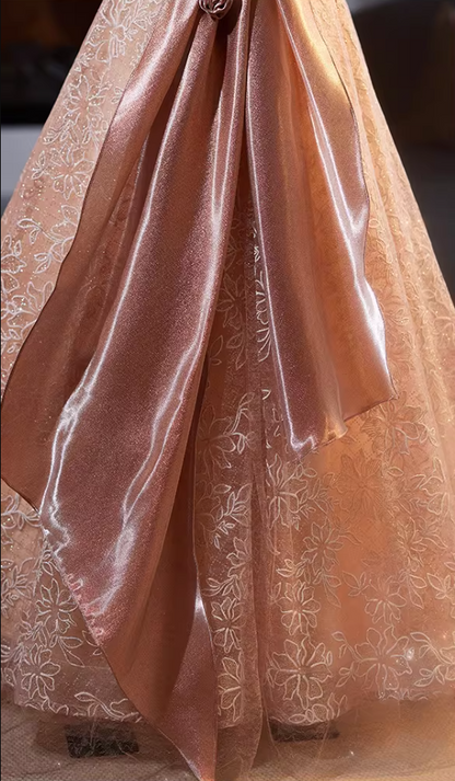 Princess Off-Shoulder 3D Floral A-Line Sweet 16th Dresses Appliques Sequins Prom Dress AP5141