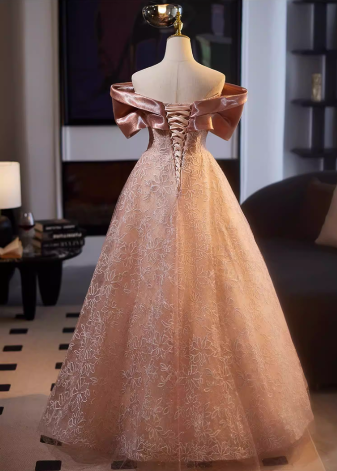 Princess Off-Shoulder 3D Floral A-Line Sweet 16th Dresses Appliques Sequins Prom Dress AP5141