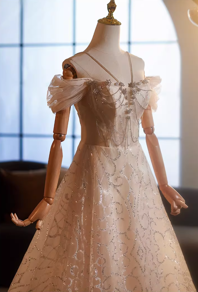 Delicate Off-Shoulder A-Line Sweet 16th Dresses Beading Sequins Prom Dress AP5144