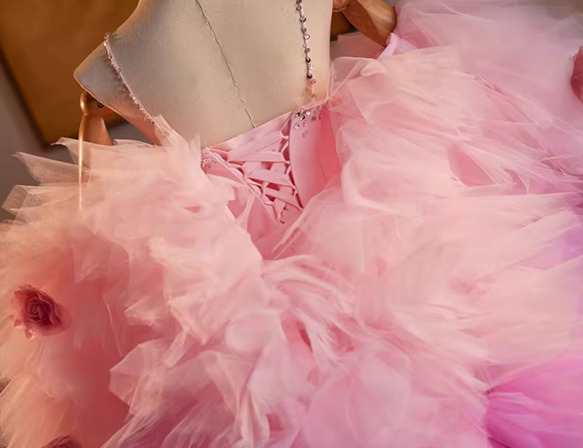 Gen Z Style Spaghetti Straps Pink Tulle Mermaid Evening Dresses Beading Sequins Prom Dress AP5146
