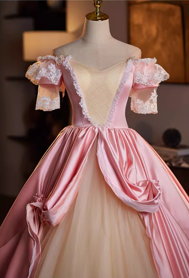 Hottie Off-Shoulder A-Line Sweet 16th Dresses Handmade Flowers Lace Beading Satin Tulle Prom Dress AP5147