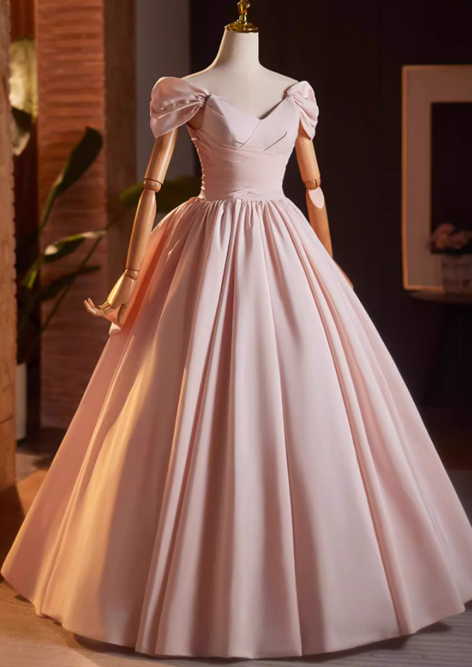 Beautiful Off-Shoulder A-Line Pink Pleated Sweet 16th Dresses Beading Bow Prom Dress AP5158