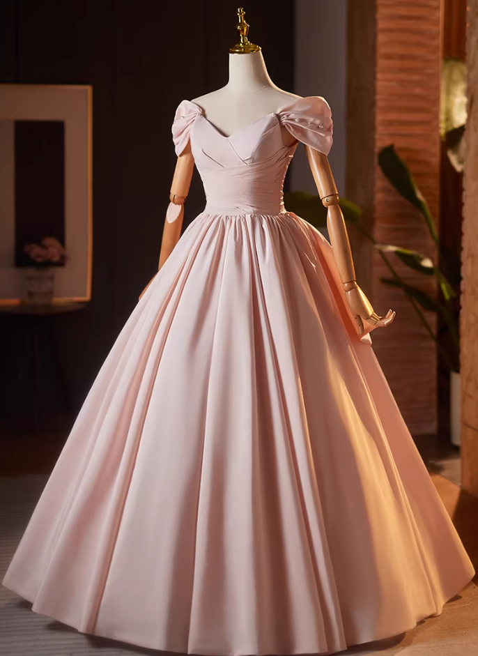 Beautiful Off-Shoulder A-Line Pink Pleated Sweet 16th Dresses Beading Bow Prom Dress AP5158