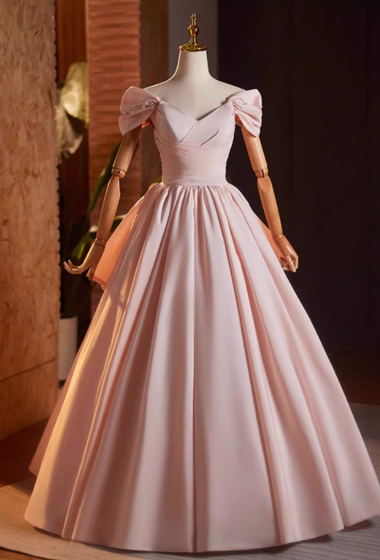 Beautiful Off-Shoulder A-Line Pink Pleated Sweet 16th Dresses Beading Bow Prom Dress AP5158