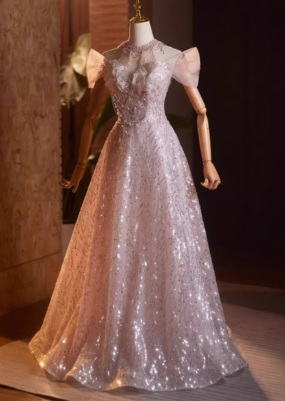 Enchanting Off-Shoulder Cutout A-Line Sweet 16th Gowns Beading Sequins Prom Dress AP5159