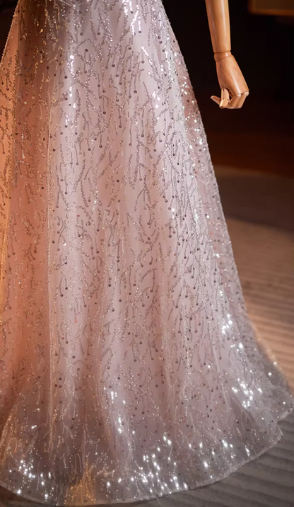 Enchanting Off-Shoulder Cutout A-Line Sweet 16th Gowns Beading Sequins Prom Dress AP5159