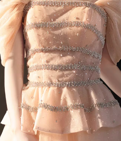 Classical Off-Shoulder A-Line Tulle Lace-Up Sweet 16th Dresses Beading Sequins Prom Dress AP5180
