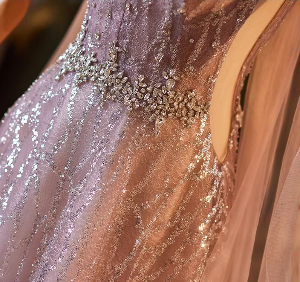 Dreamy Cutout Halter Neck A-Line Sweet 16 Gowns Beading Sequins Rhinestones Prom Dress AP5186