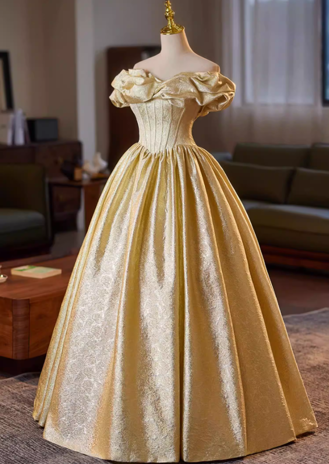Ethereal Off-Shoulder A-Line Lace-Up Sweet 16th Dresses Beads Jacquard Prom Dress AP5187