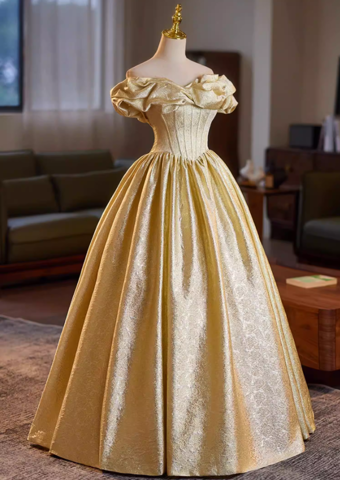 Ethereal Off-Shoulder A-Line Lace-Up Sweet 16th Dresses Beads Jacquard Prom Dress AP5187