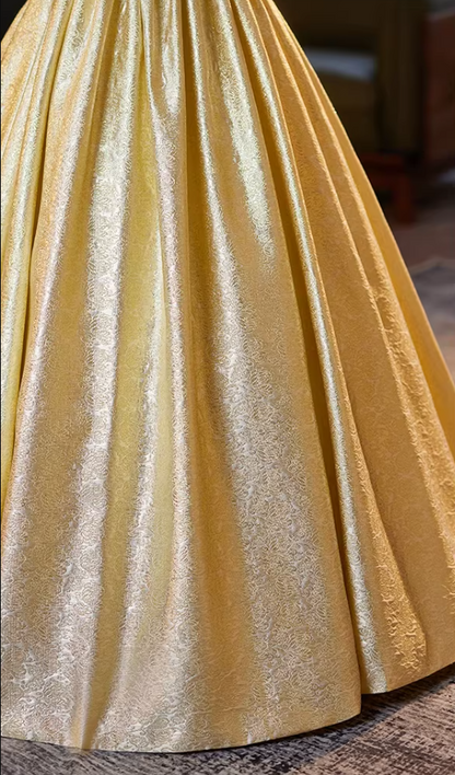 Ethereal Off-Shoulder A-Line Lace-Up Sweet 16th Dresses Beads Jacquard Prom Dress AP5187