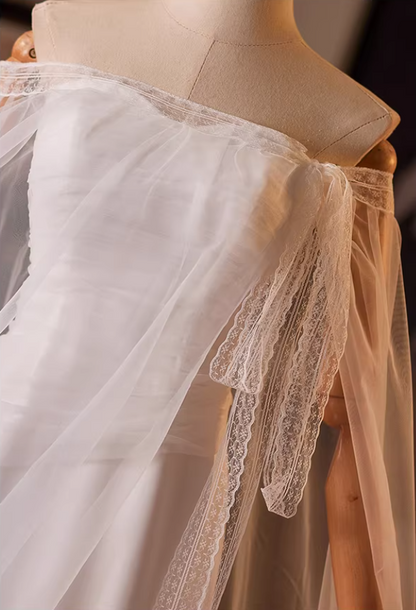 Gorgeous A-Line Strapless Bridal Gowns Pleated Tulle Satin Wedding Dress AP5190