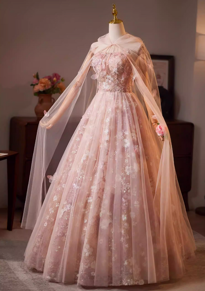 Glamorous Strapless A-Line Layered Tulle Sweet 16th Gowns Beading Sequins Appliques Prom Dress AP5191