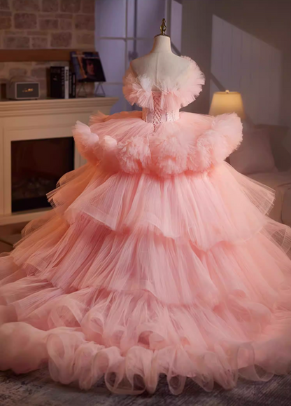 French Style Strapless A-Line Tiered Tulle Sweet 16th Gowns Sequins Beading Appliques Prom Dress AP5198