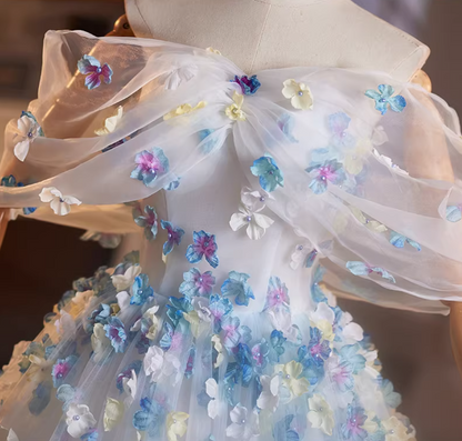Charming A-Line Tulle Off-Shoulder Sweet 16th Dresses Appliques Beads Prom Dress AP5200