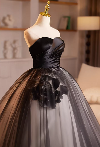 Delicate Strapless A-Line Sweet 16th Gowns Layered Tulle Handmade Flowers Prom Dress AP5235