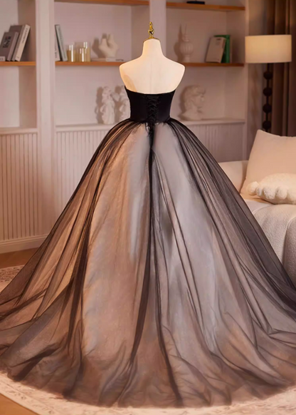 Delicate Strapless A-Line Sweet 16th Gowns Layered Tulle Handmade Flowers Prom Dress AP5235