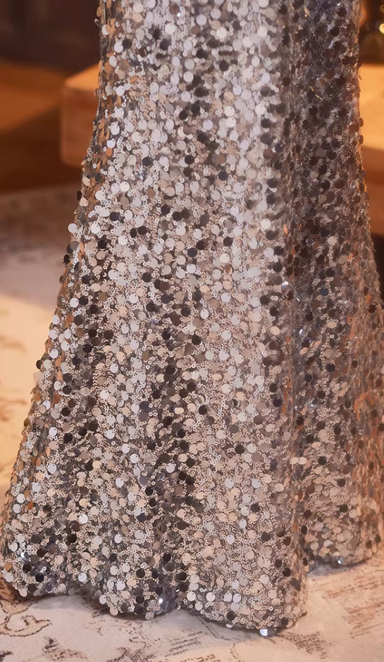 Hot Girls Long Sleeve Strapless Evening Dress Sequins Fur Mermaid Prom Dress AP5236