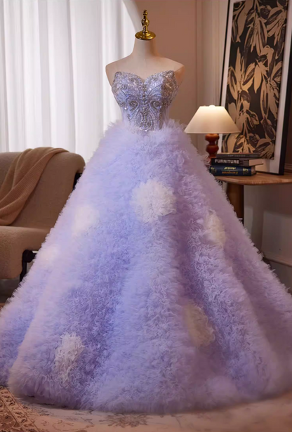 Victorian-Inspired A-Line Ruffles Tulle Strapless Sweet 16th Gowns Sequins Beading Prom Dress AP5240