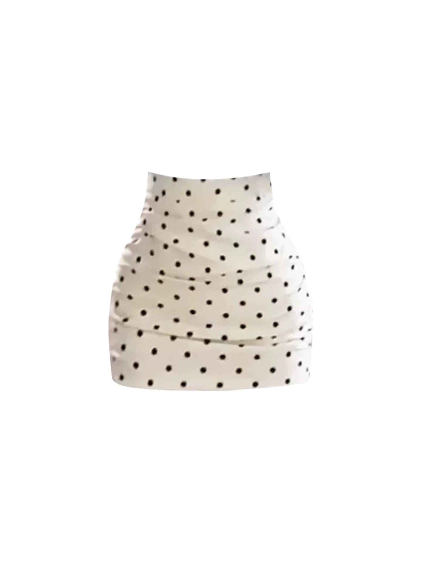 Fairy 2-Piece Set Tie-Neck Fitted Crop Top Bodycon Mini Dress Trendy Light Blue Short-Sleeve White Black-Polka-Dot Ruched Short Dress AP5244