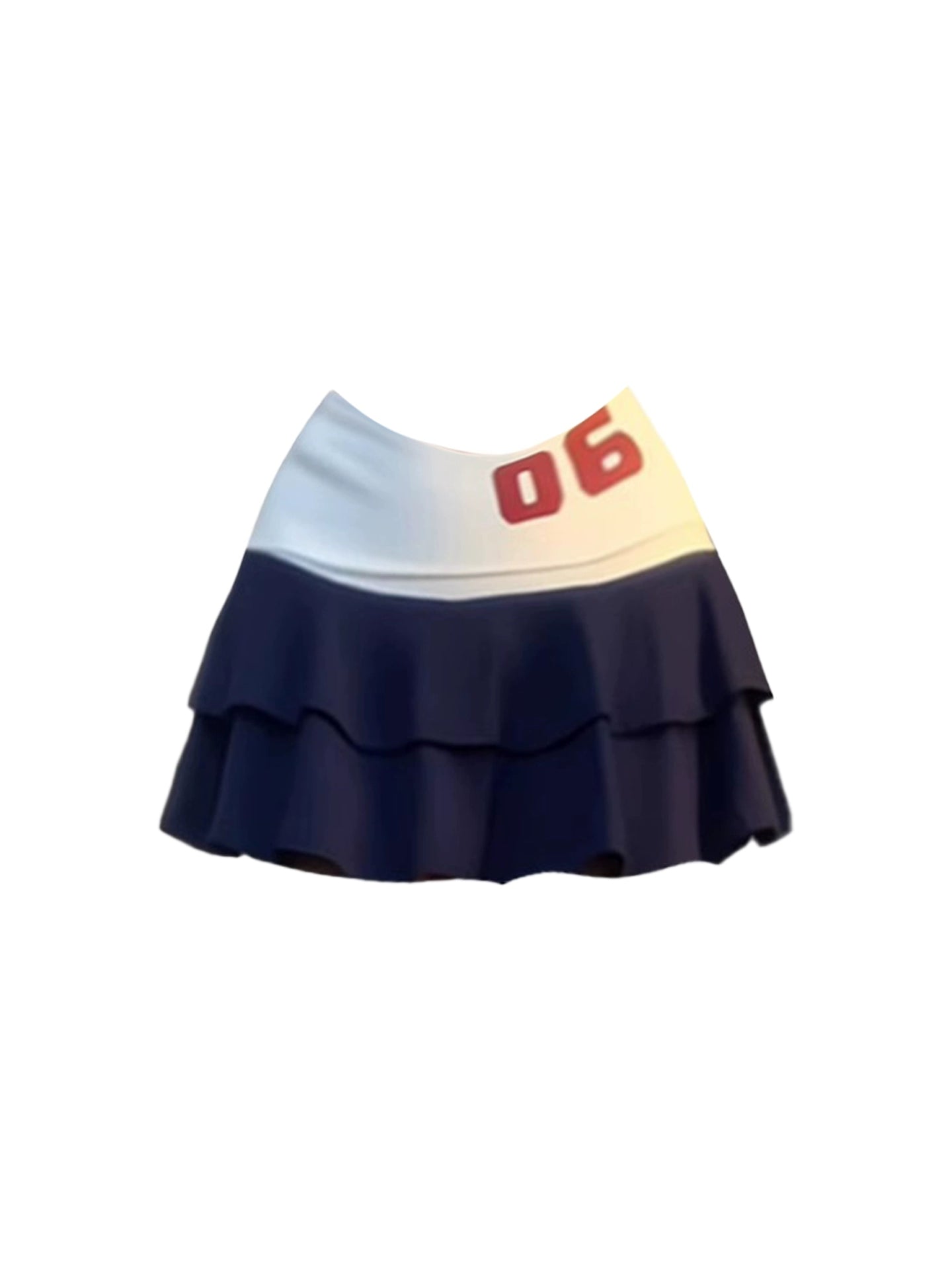 Lovely Decorated Top Tiered A-Line Theme Parties Mini Skirt Navy Cheerleader Square Neck Two-Piece Short Dress AP5248
